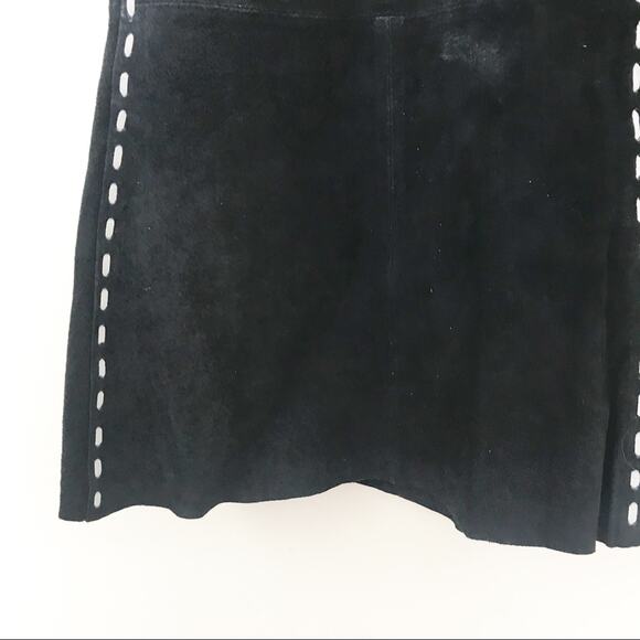 Karen Kane Vintage Y2K 90s Black Suede Leather coastal cowgirl western skirt 12 - Picture 5 of 9